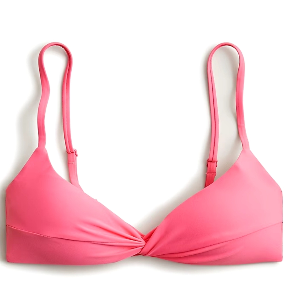 J.Crew moderate coverage twist front bikini top, xxl, pink